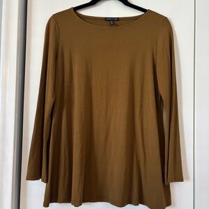 Eileen Fisher Women’s Lagenlook Tunic Top Brown Stretch Viscose Small